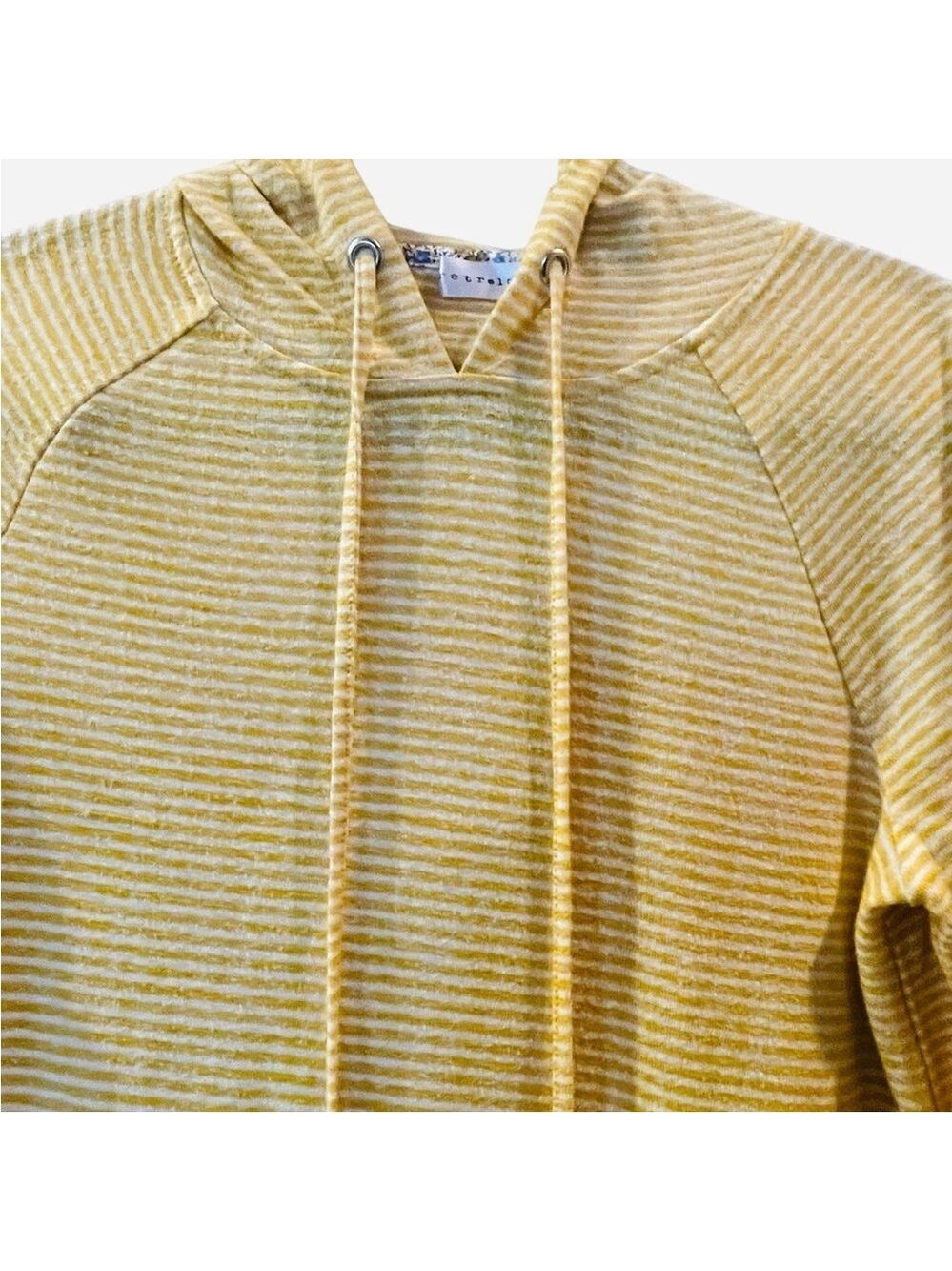 Retrology Women’s Hoodie Shirt Yellow White Striped Lightweight Size: Small - Picture 4 of 5